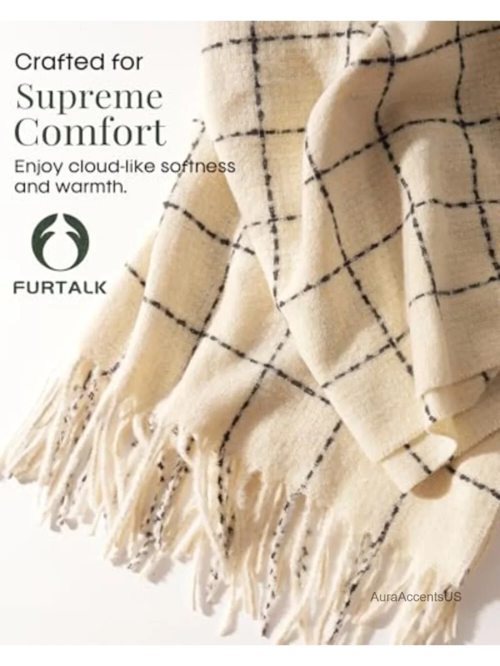 Cozy Plaid Winter Scarf Shawl Wrap for Women Oversized Chunky Knit
